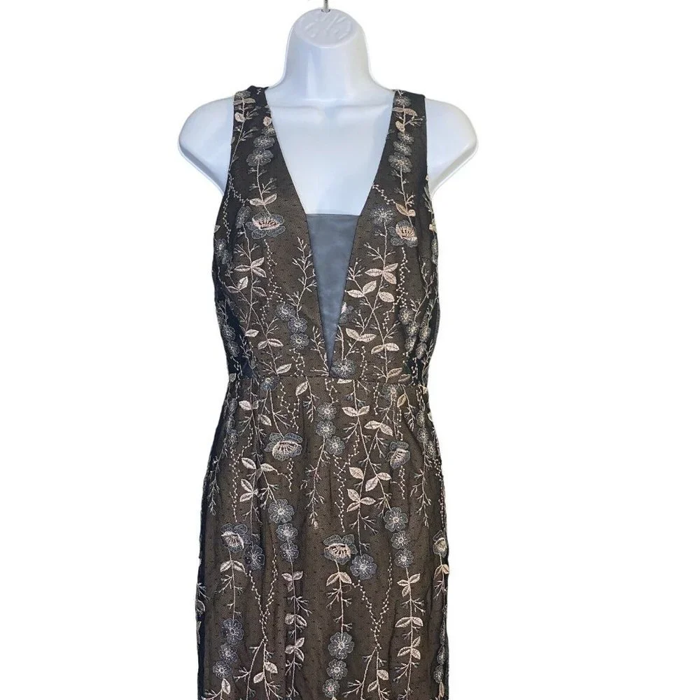 Dress The Population Selena Floral Embroidery‎ Sleeveless Body-Con Gown Sz Small